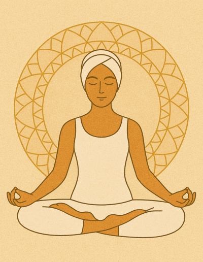 Cuerpo en meditación dentro de mandala.